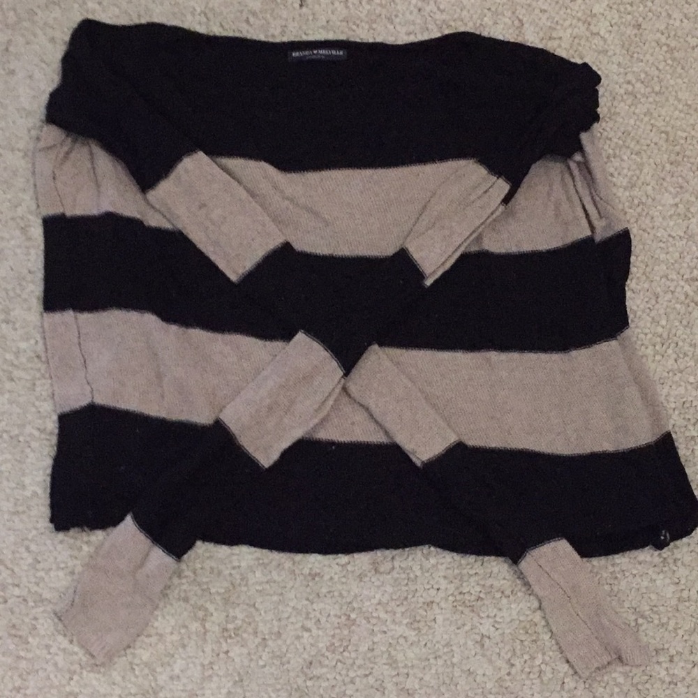 Brandy Melville tan/black striped boxy sweater